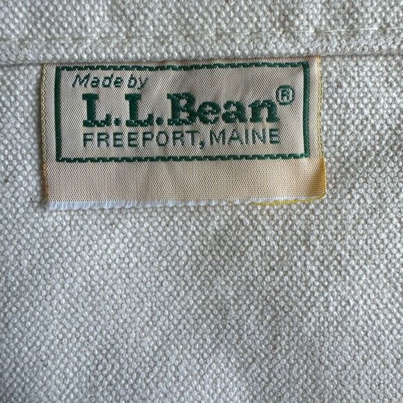 VTG L.L. Bean Firewood Log Holder Carrier Leather Handles Winter Cardinal & Pin - Picture 6 of 7